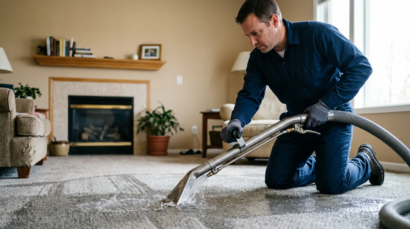 Water damage restoration technician working near Stockland, IL